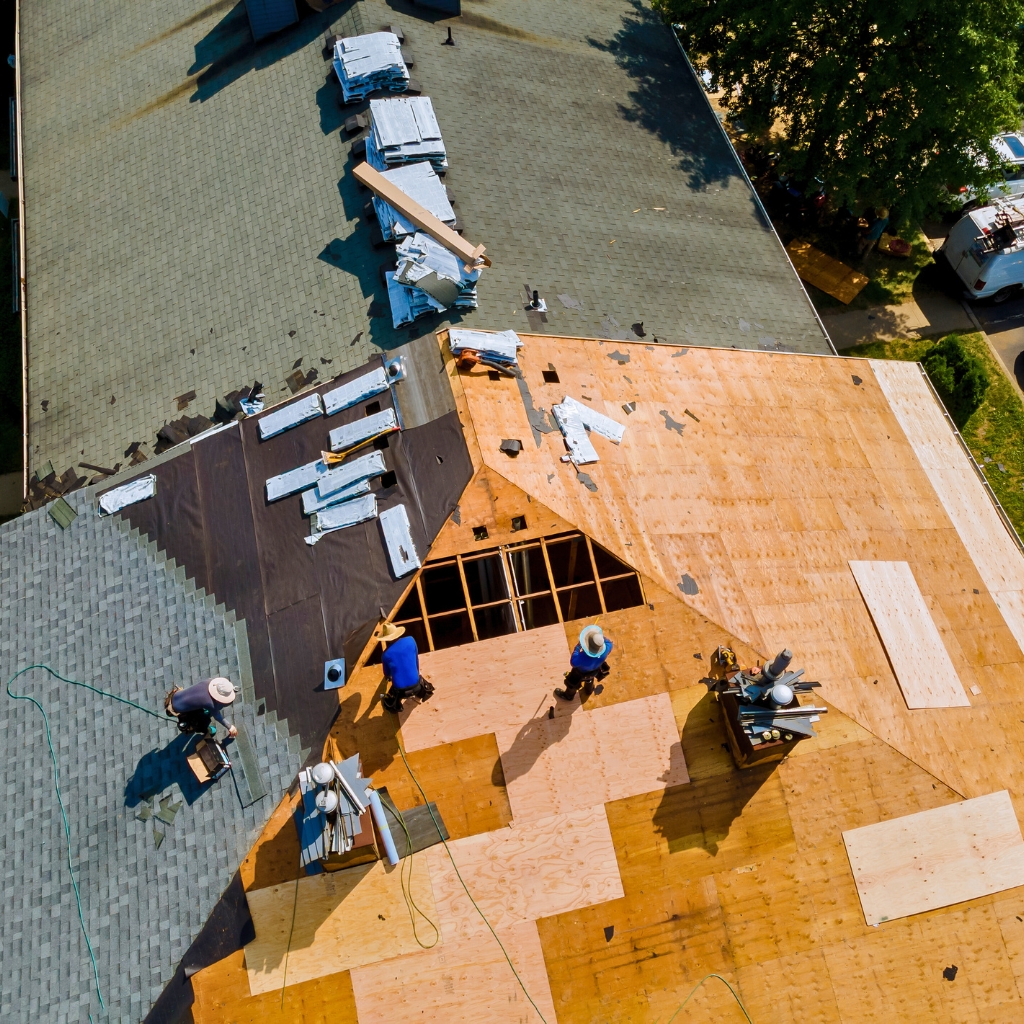 Illustration of a roofing assessment after hail damage in the Triangle of North Carolina.